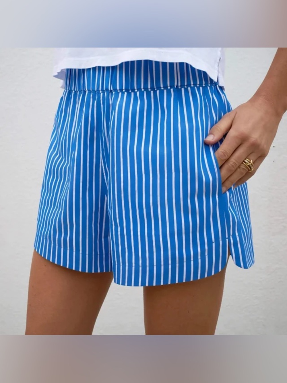 AYR Staycation Short in Blue with White Stripes, Size XL